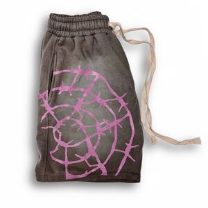 Pink barbwire Shorts - Pink and Gray unisex